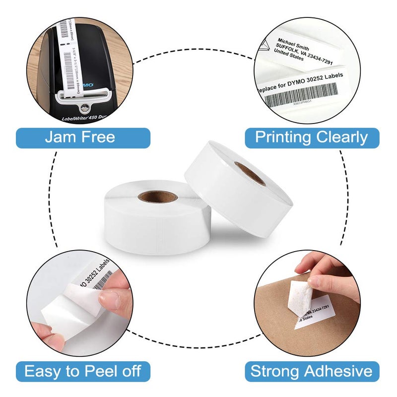 COLORWING 12 Rolls 1-1/8"" x 3-1/2"" Barcode Label Compatible Dymo 30252 Address Labels, 28mm x 89mm, Work with Dymo LabelWriter 450, 450 Turbo, 4XL, 400 Printers(4200 Labels) - Image 4